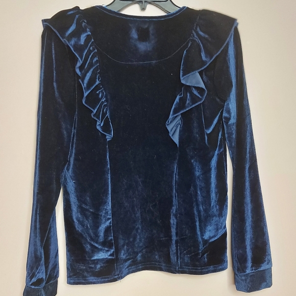 Adriano Goldschmied velvet long sleeve ruffle top - Picture 4 of 6